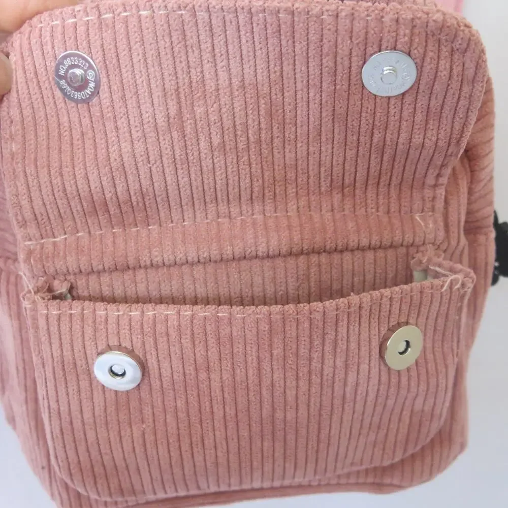 Mini Backpack NWT Purse Women Girls Corduroy Zipper Pink Casual School Everyday